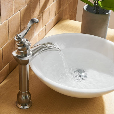 Single Handle Single Hole Bathroom Faucet Pop-Up Drain Included and Supply Lines