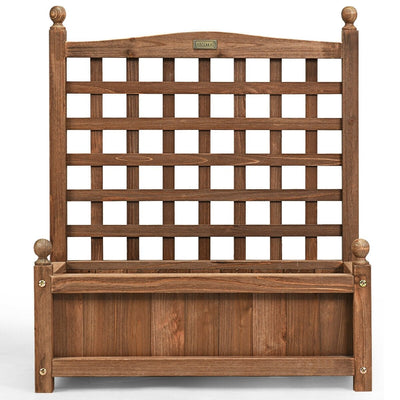 Weather-resistant Outdoor Solid Wood Planter Box with Trellis