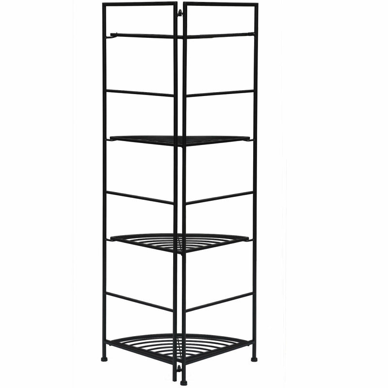 4 Tier Folding Metal Shelf Plant Stand Storage Open Shelf Corner Display Rack