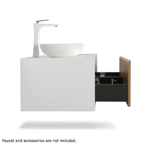 Wall Mounted Single Bathroom Vanity with Solid Surface Vanity Top