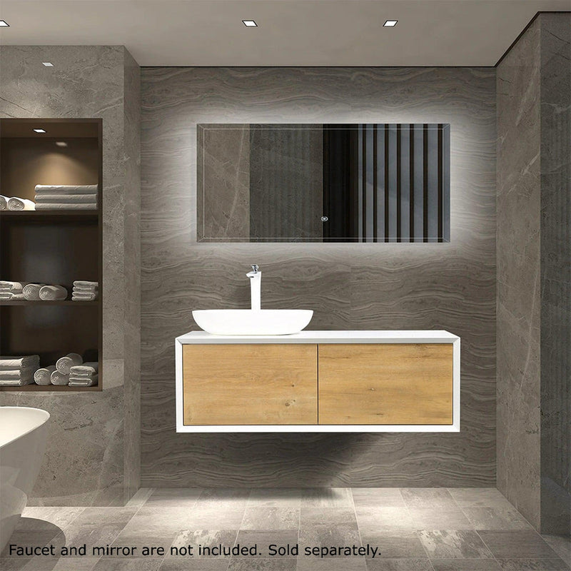 Wall Mounted Single Bathroom Vanity with Solid Surface Vanity Top