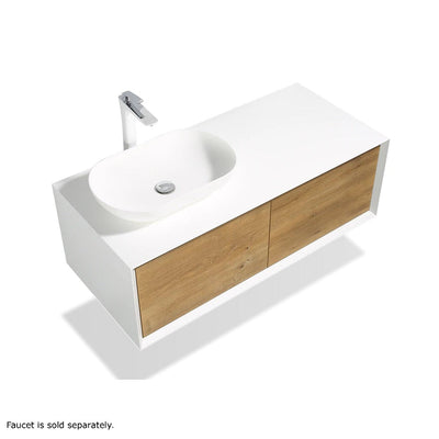 Wall Mounted Single Bathroom Vanity with Solid Surface Vanity Top