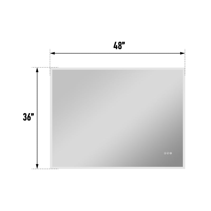 48 in. W x 36 in. H Rectangular Frameless Anti-Fog LED Light Dimmable Wall Mount Premium Bathroom Vanity Mirror