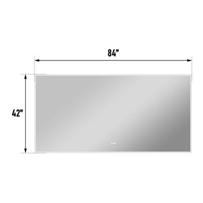 84 in. W x 42 in. H Rectangular Frameless Anti-Fog LED Light Dimmable Wall Mount Premium Bathroom Vanity Mirror