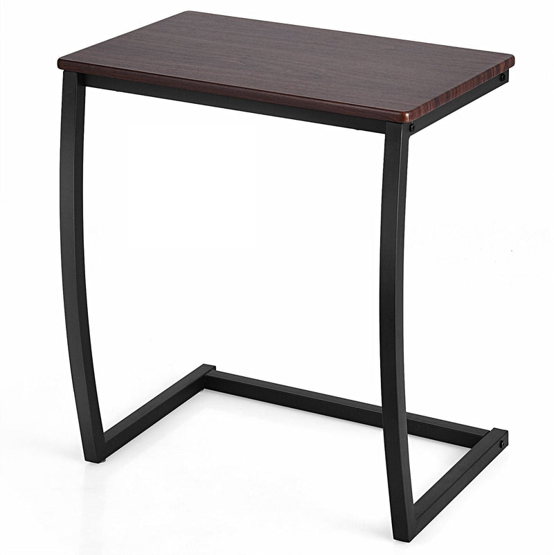 Steel Frame C-shaped Sofa Side End Table with Non-slip Footpads