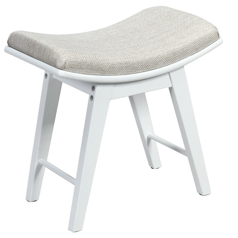 Modern Dressing Makeup Stool with Concave Seat Rubberwood Legs