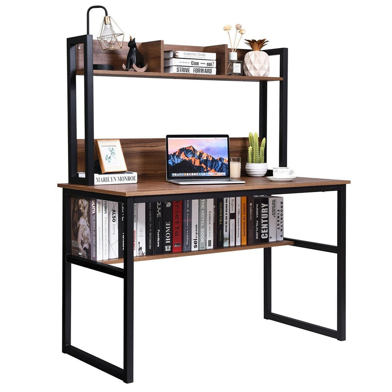 Storage Writing Desk Computer Desk with Hutch & Bookshelf