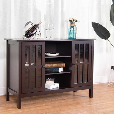 50" Wooden TV Stand with 3 Open Shelves and 2 Cabinets