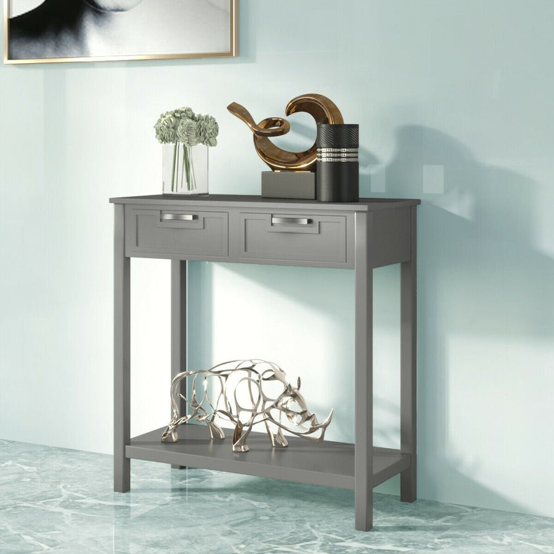 Console Table Cabinet with 2 Drawers and Storage Shelf