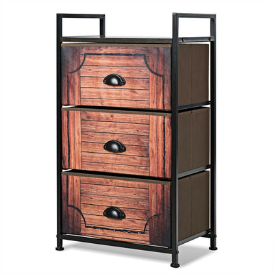 3-Drawer Removable and Foldable Metal Dresser Storage Tower Nightstand