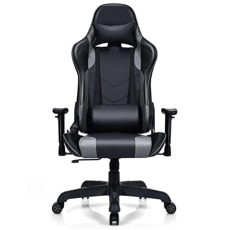 Leather Massage Gaming Chair with Headrest and Lumbar Support