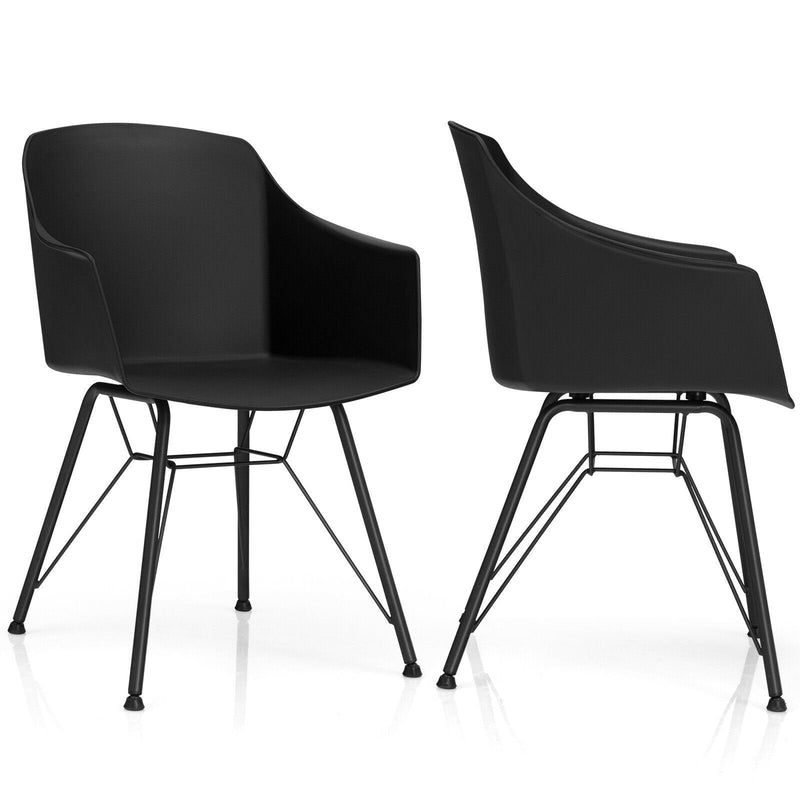 Set of 2 Metal Frame Modern Molded Shell Plastic Dining Chair