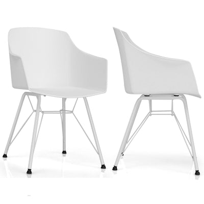 Set of 2 Metal Frame Modern Molded Shell Plastic Dining Chair