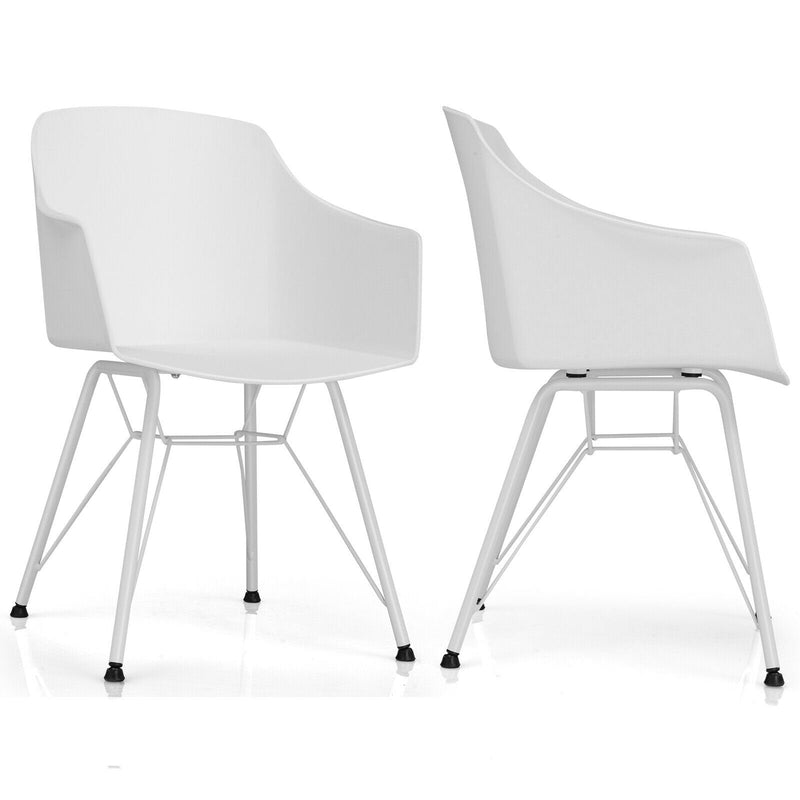 Set of 2 Metal Frame Modern Molded Shell Plastic Dining Chair