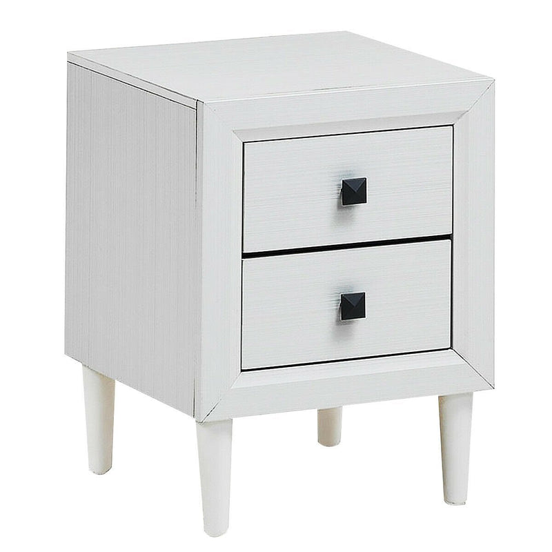 Wooden Bedside Nightstand Accent Side Table with 2 Drawers