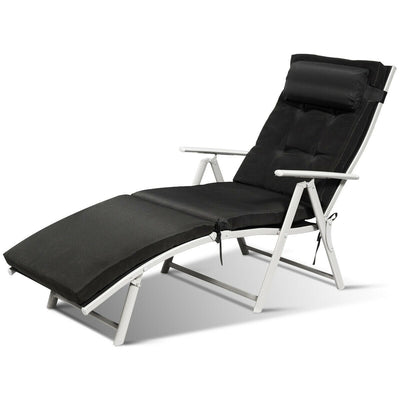 Folding 7-position Lounge Chair with Detachable Headrest and Cushion