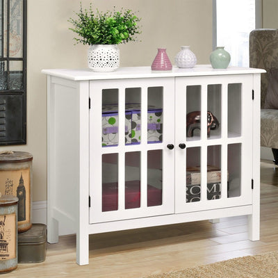 2 Glass Doors Buffet Cabinet Sideboard Console Storage