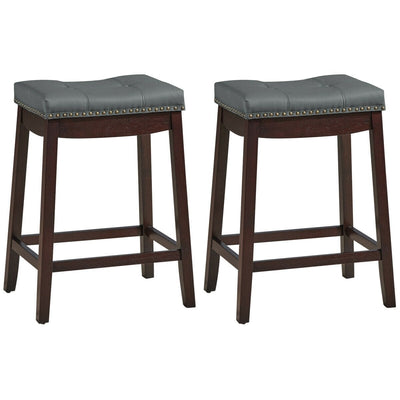 Set of 2 Nailhead Saddle Bar Stools