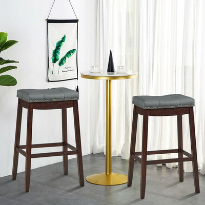 29" Set of 2 Nail head Saddle Bar Stools