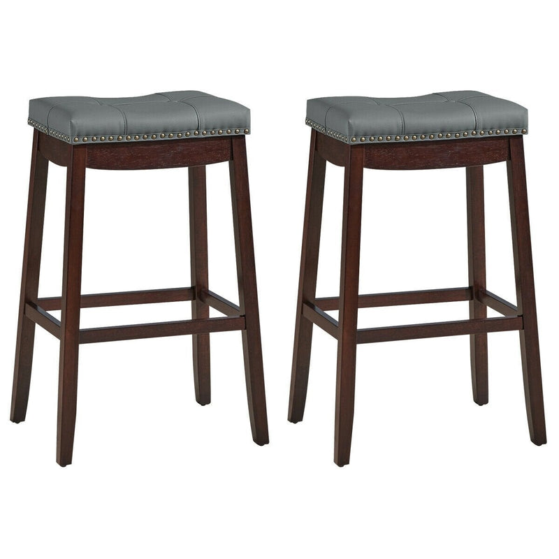 29" Set of 2 Nail head Saddle Bar Stools