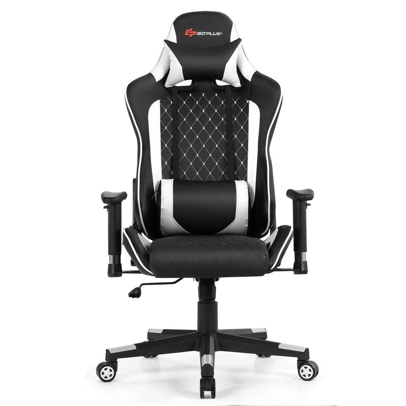 Leather USB Massage Gaming Chair with Lumbar Support and Headrest