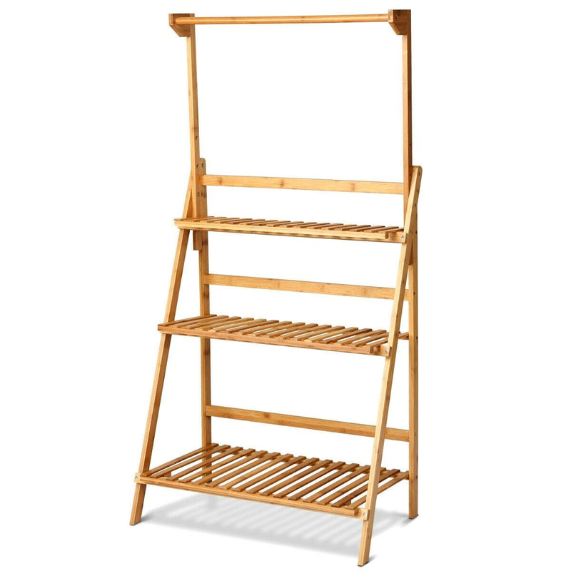 3 Tiers Bamboo Hanging Folding Plant Shelf Stand