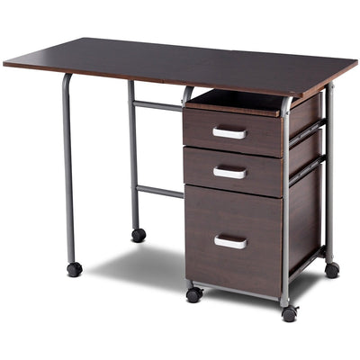 Folding Computer Laptop Desk Wheeled Home Office