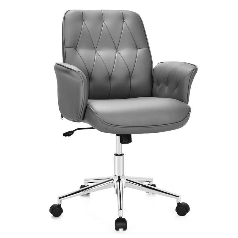 Home Office Leisure Chair PU Leather Adjustable Swivel with Armrest