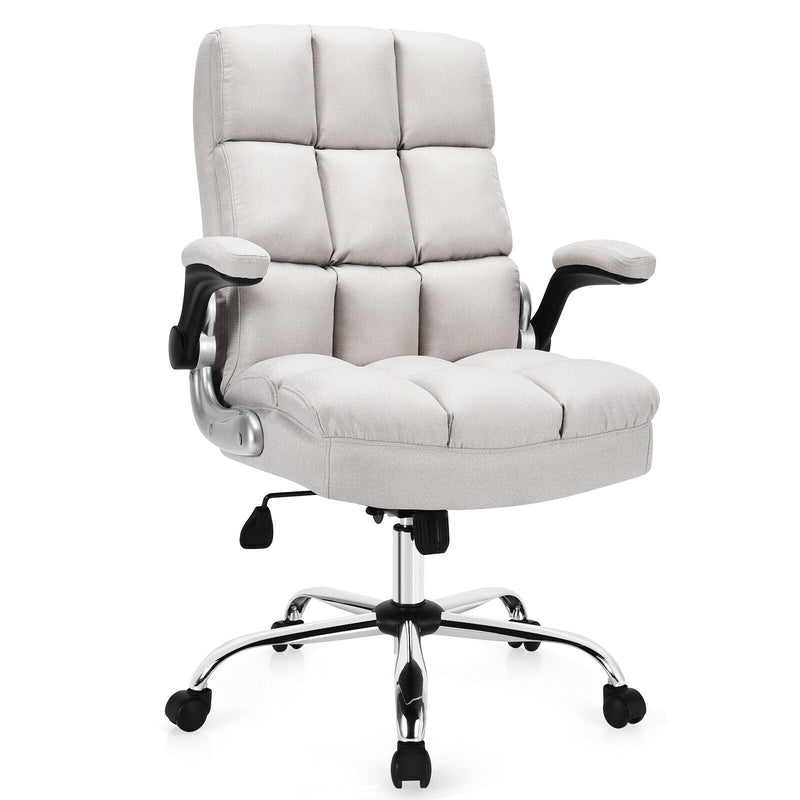 Adjustable Swivel Office Chair with High Back and Flip-up Arm