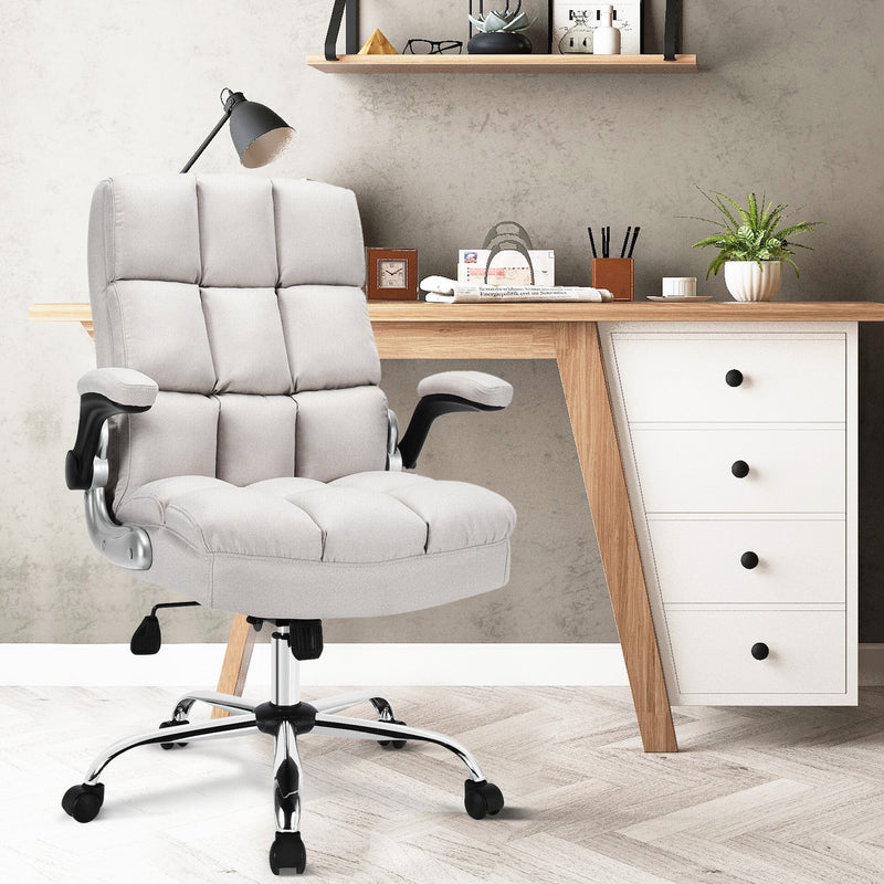 Adjustable Swivel Office Chair with High Back and Flip-up Arm