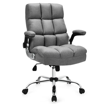 Adjustable Swivel Office Chair with High Back and Flip-up Arm