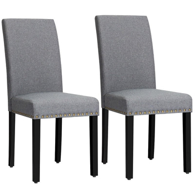 Set of 2 Fabric Upholstered Dining Chairs with Nailhead