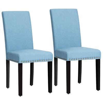 Set of 2 Fabric Upholstered Dining Chairs with Nailhead