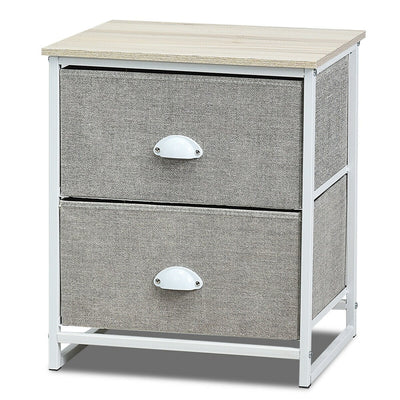 Metal Frame Nightstand Bedside Table with 2 Removable Drawers