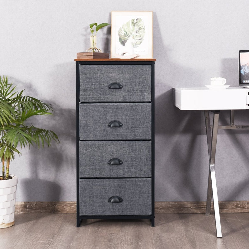 Metal Frame Chest Storage Bedside Table with 4 Removable Drawers