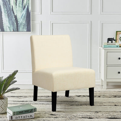 Armless Accent Chair with Rubber Wood Legs