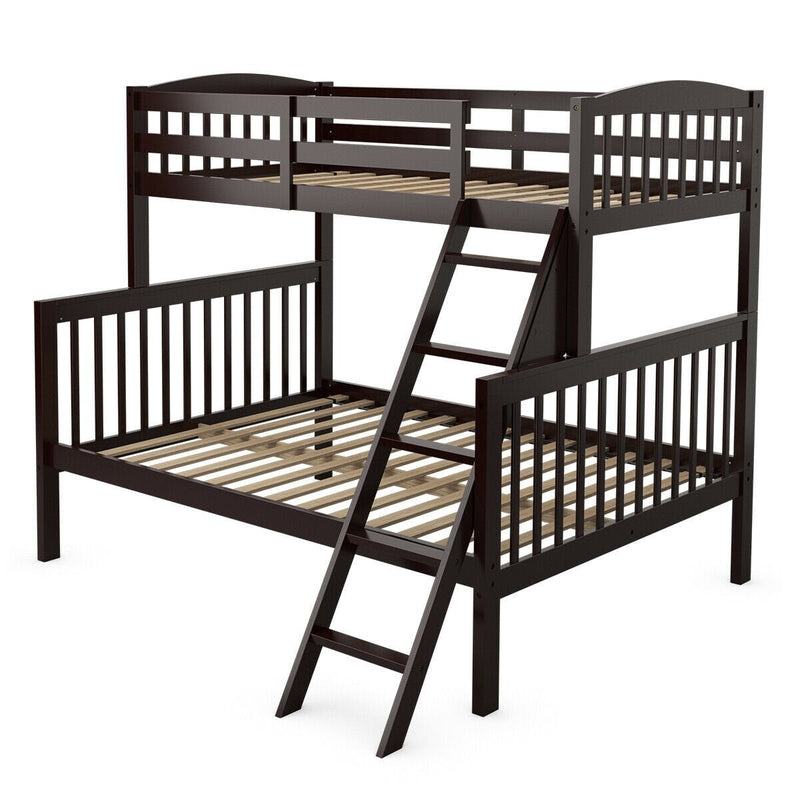 Convertible Rubber Wood Bunk Beds with Ladder