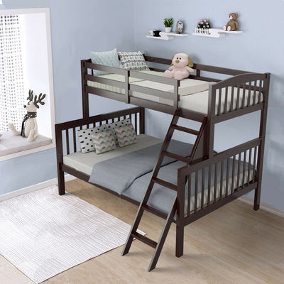 Convertible Rubber Wood Bunk Beds with Ladder