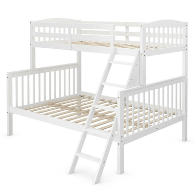 Convertible Rubber Wood Bunk Beds with Ladder