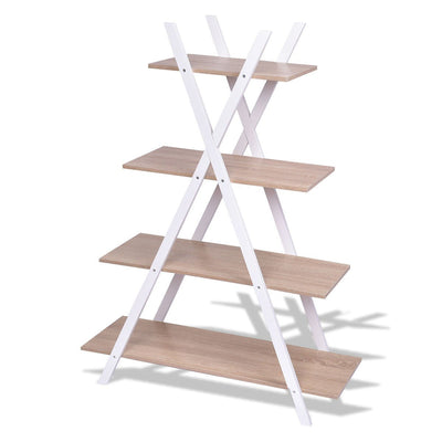 X-Shape 4-Tier Display Shelf Rack Potting Ladder-White