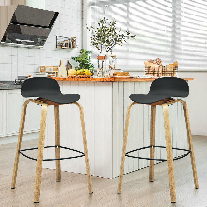 2 Pcs Modern Barstools with Metal Legs