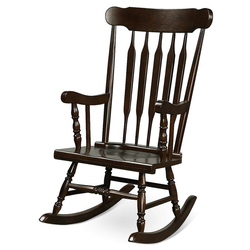 Solid Wood Porch Glossy Finish Rocking Chair