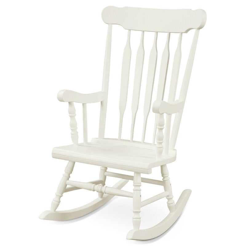 Solid Wood Porch Glossy Finish Rocking Chair