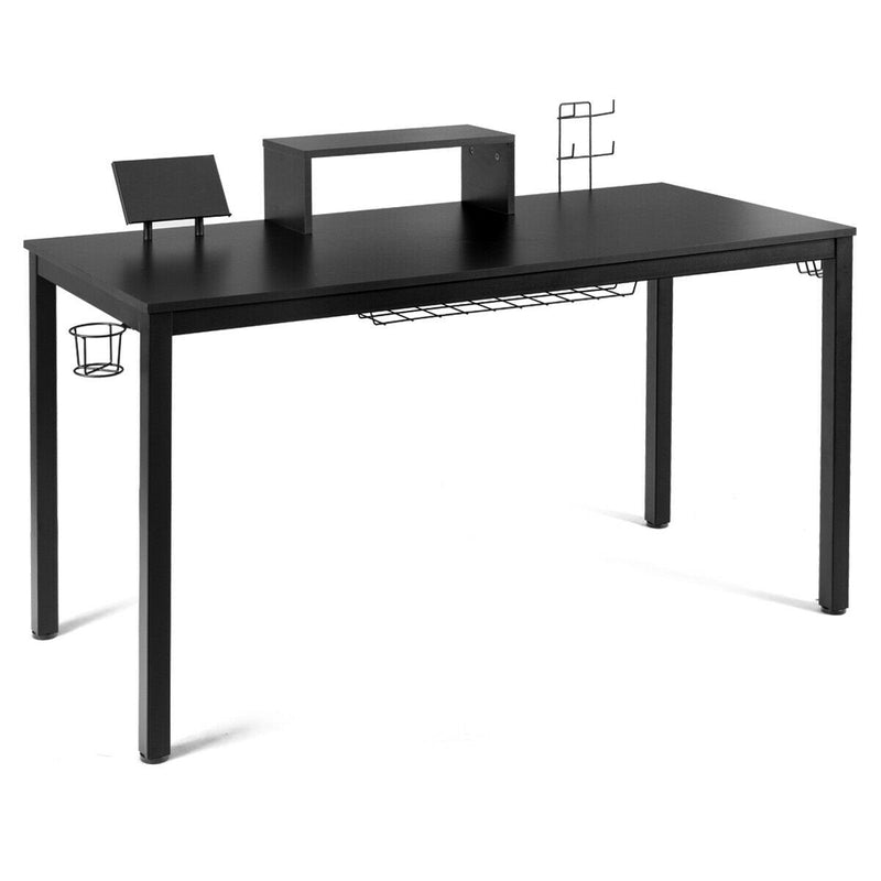 55 Inch Ergonomic Gaming Desk with Monitor Shelf