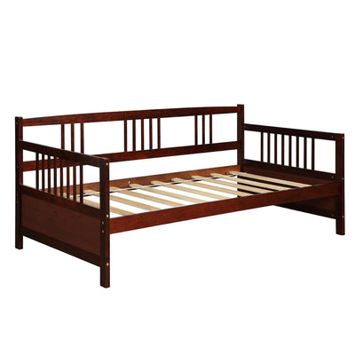 Twin Size Wooden Slats Daybed Bed Frame with Rails