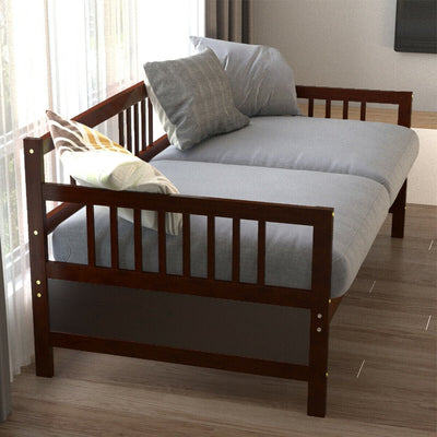 Twin Size Wooden Slats Daybed Bed Frame with Rails