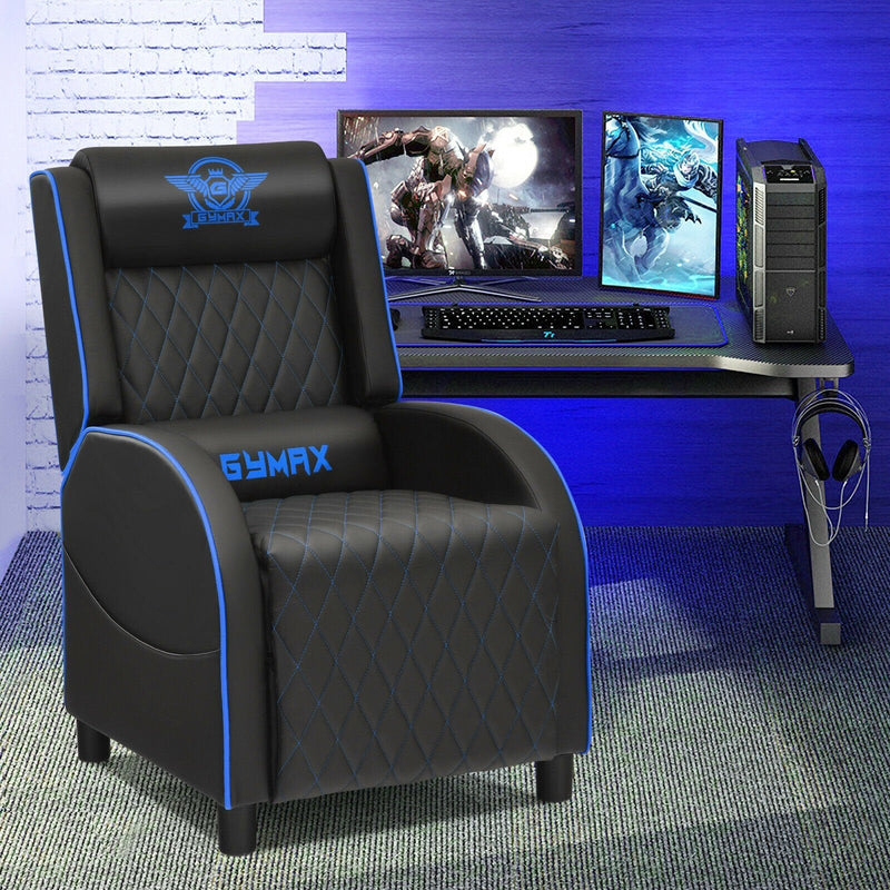 Massage Gaming Chair with Cushioned Headrest and Adjustable Backrest