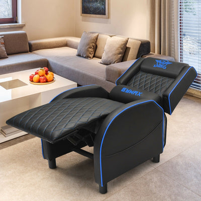 Massage Gaming Chair with Cushioned Headrest and Adjustable Backrest