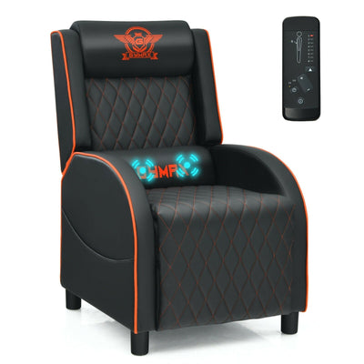 Massage Gaming Chair with Cushioned Headrest and Adjustable Backrest