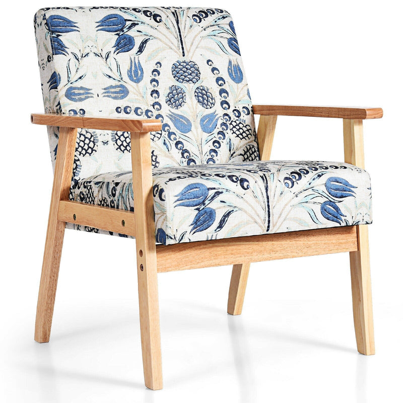 Accent Fabric Armchair with Rubber Wood Leg